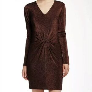 Ted Baker Lizzey Copper Metallic Long Sleeve Dress